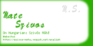 mate szivos business card